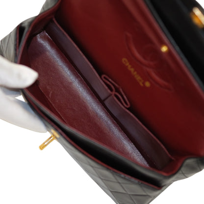 Chanel Vintage Black Lambskin Medium Classic Double Flap Bag