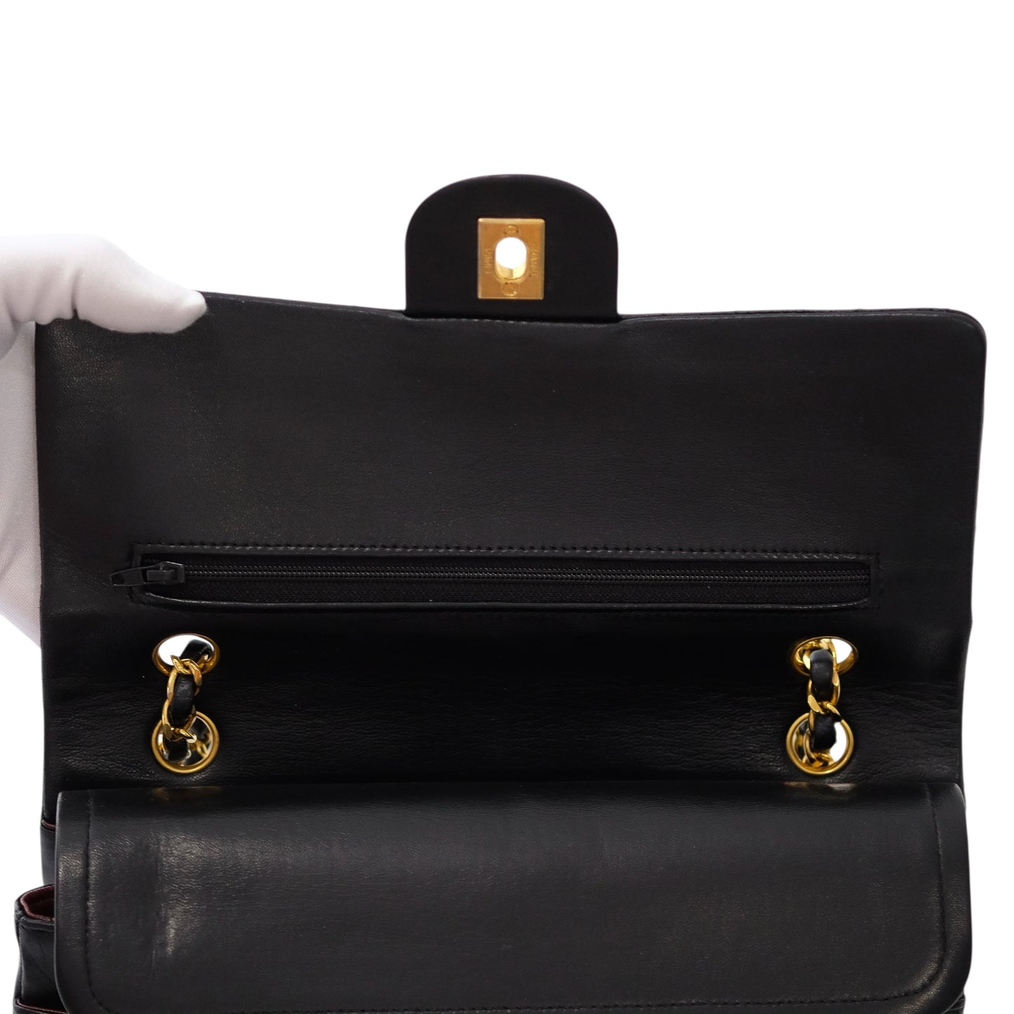 Chanel Vintage Black Lambskin Medium Classic Double Flap Bag