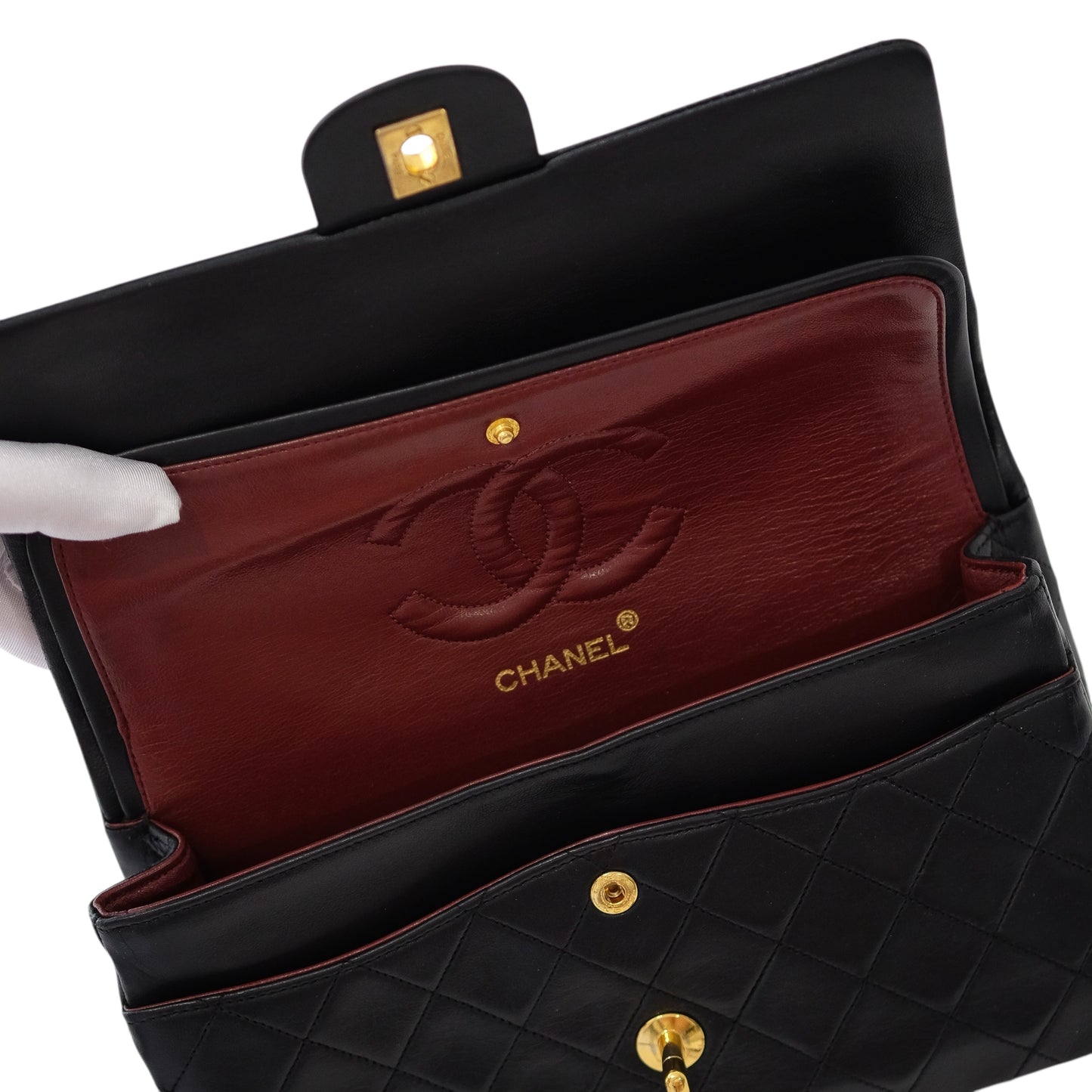 Chanel Vintage Black Lambskin Medium Classic Double Flap Bag