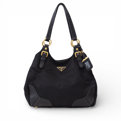 Pravda Tessuto Nylon Black Shoulder Bag