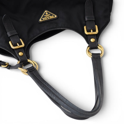 Pravda Tessuto Nylon Black Shoulder Bag