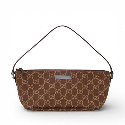Gucci Monogram Brown Canvas Boat Pochette