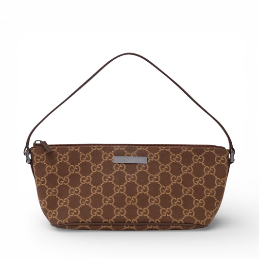Gucci Monogram Brown Canvas Boat Pochette