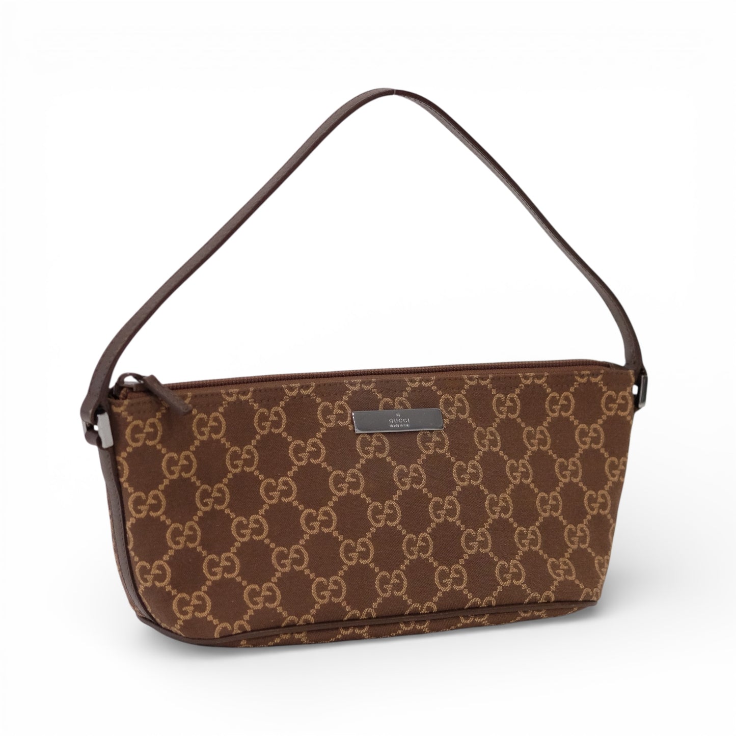 Gucci Monogram Brown Canvas Boat Pochette