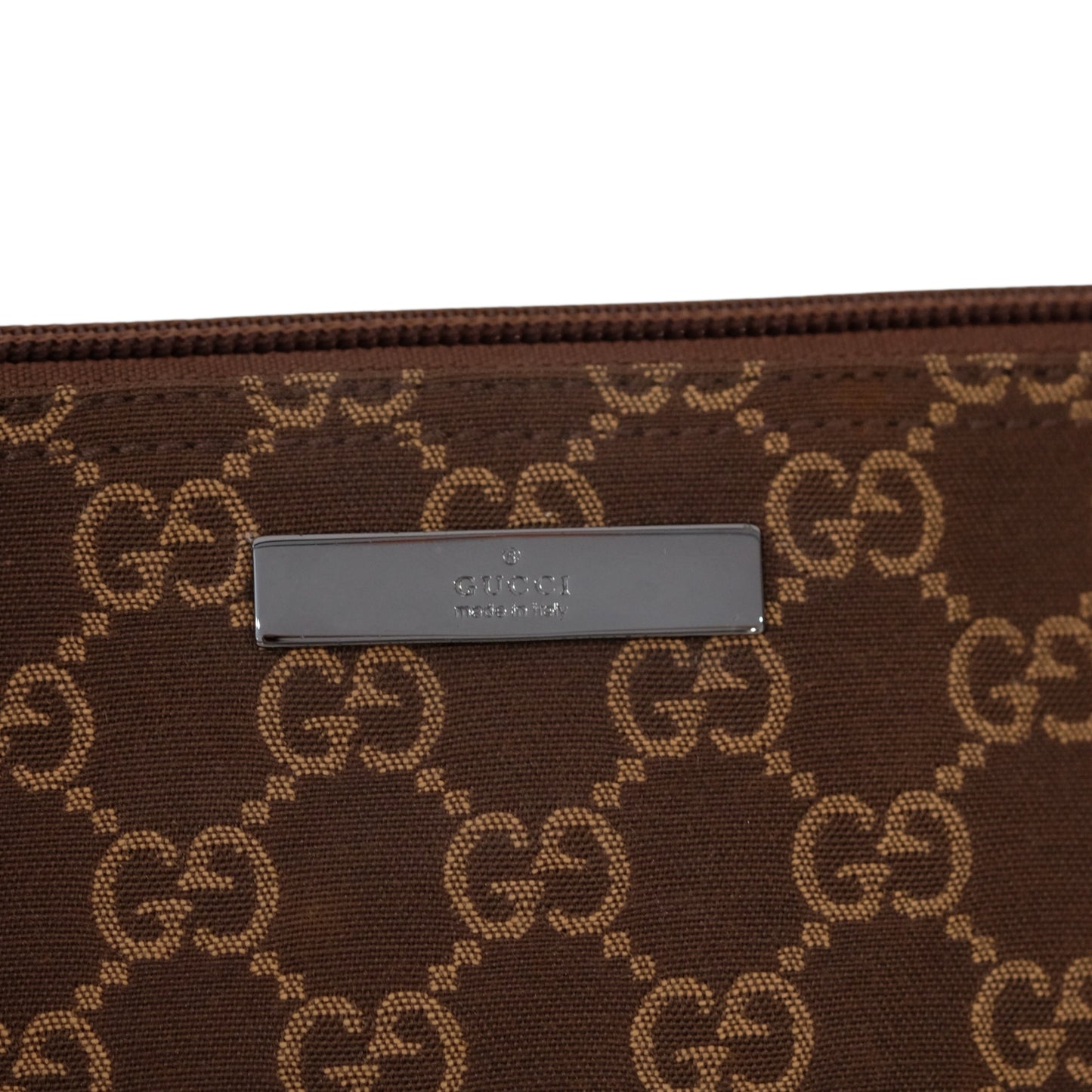 Gucci Monogram Brown Canvas Boat Pochette