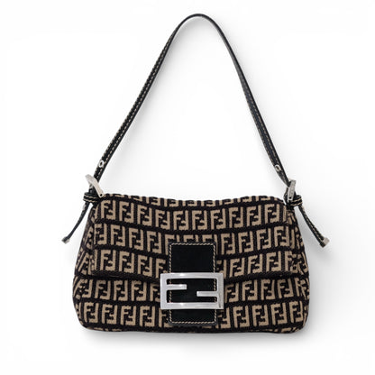Fendi Zucchino Mini Baguette Shoulder Bag