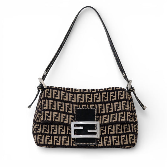 Fendi Zucchino Mini Baguette Shoulder Bag