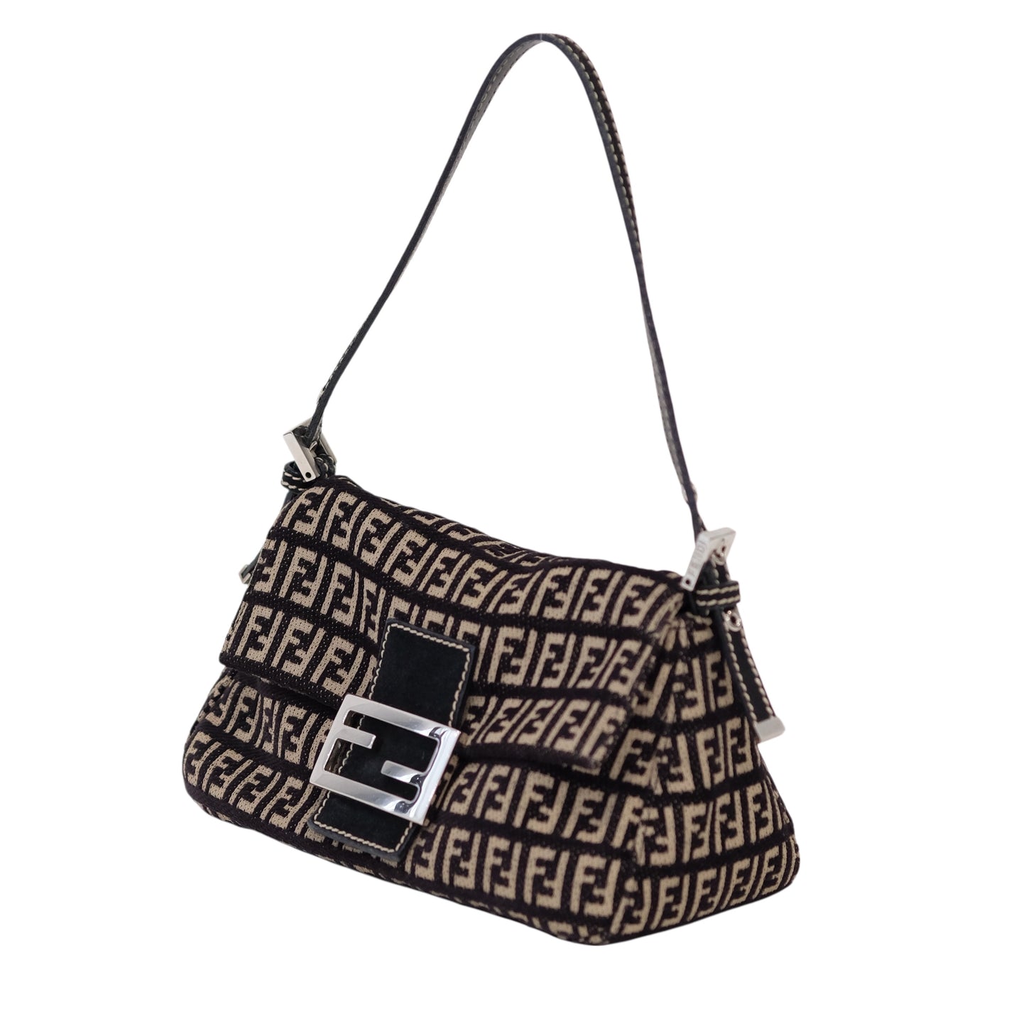 Fendi Zucchino Mini Baguette Shoulder Bag