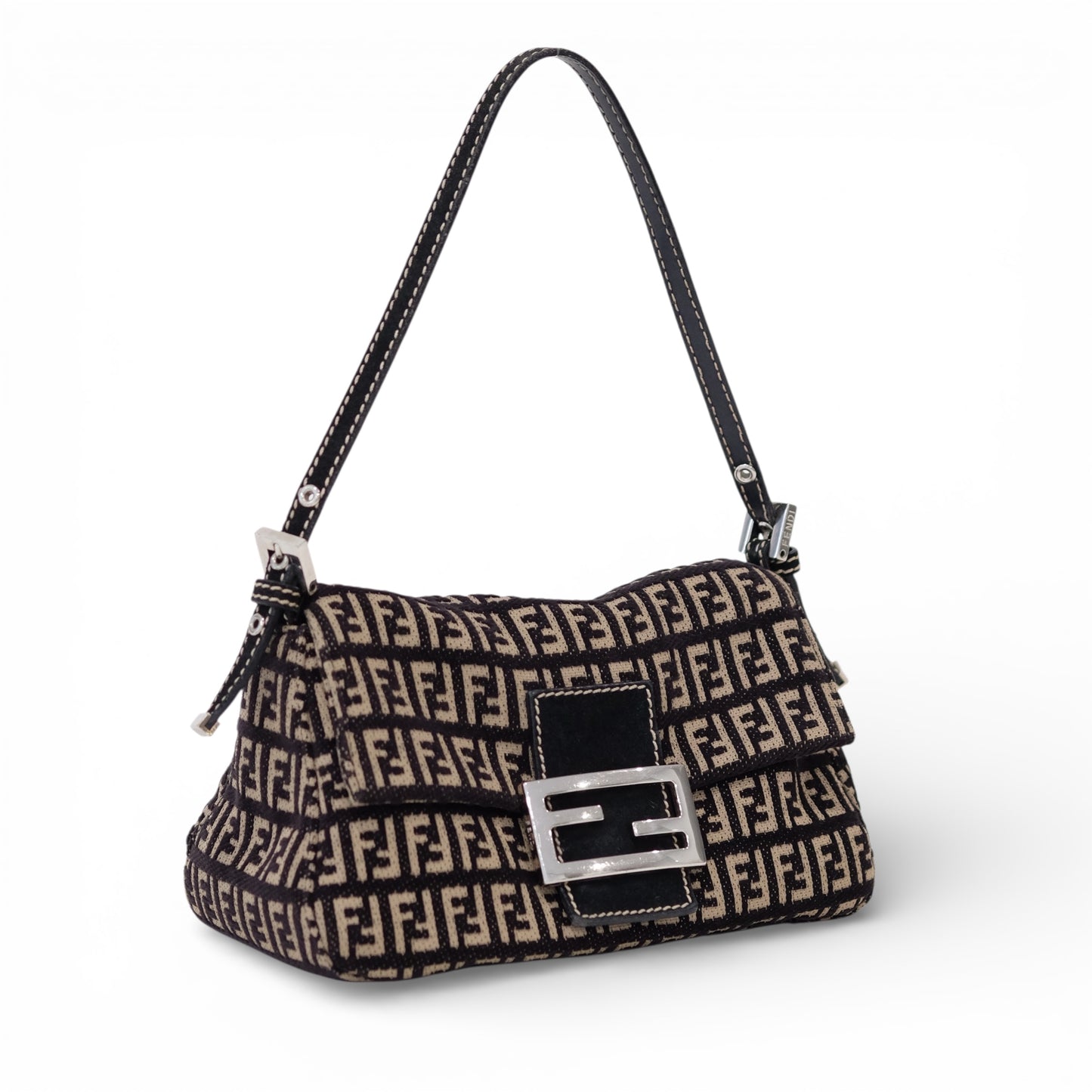Fendi Zucchino Mini Baguette Shoulder Bag
