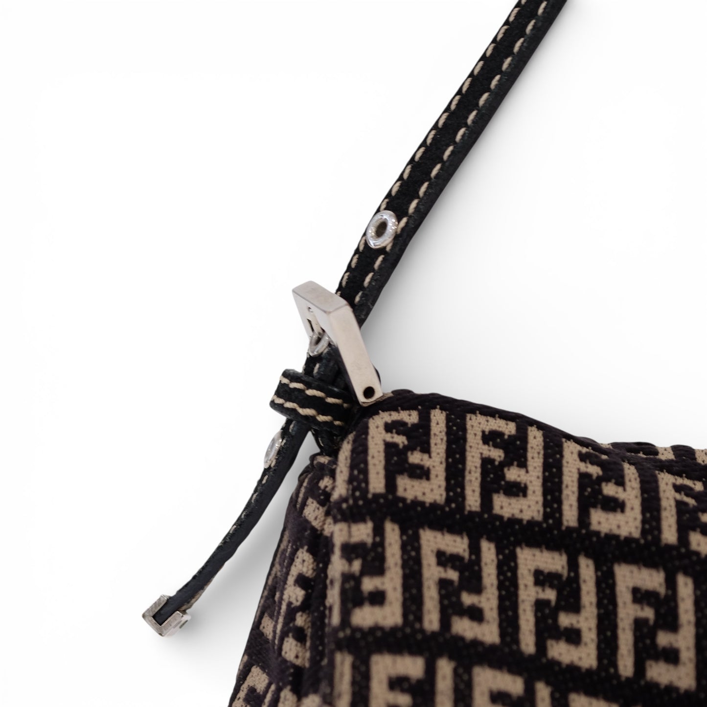 Fendi Zucchino Mini Baguette Shoulder Bag