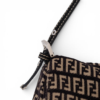 Fendi Zucchino Mini Baguette Shoulder Bag