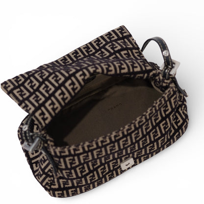Fendi Zucchino Mini Baguette Shoulder Bag