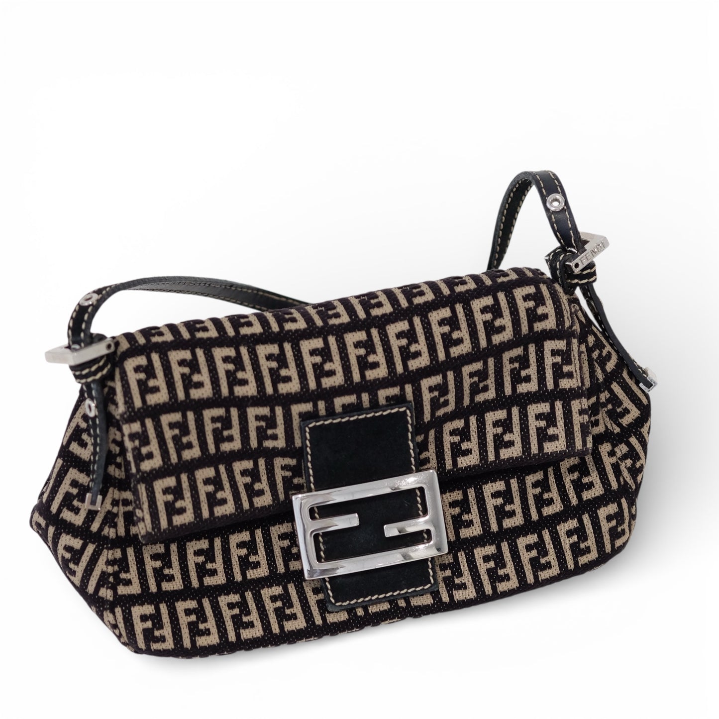 Fendi Zucchino Mini Baguette Shoulder Bag