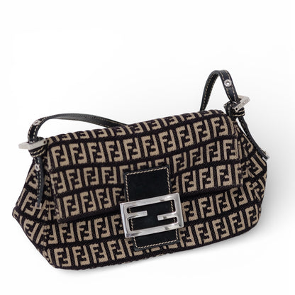 Fendi Zucchino Mini Baguette Shoulder Bag