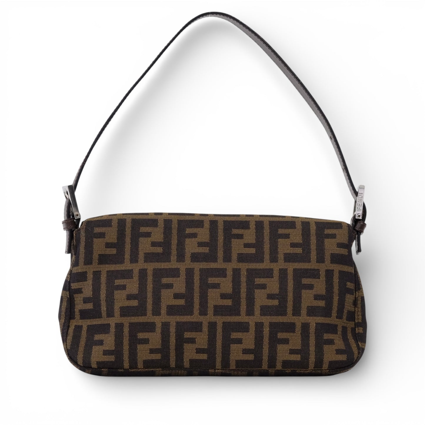 Fendi Zucca Baguette Brown Canvas Shoulder Bag