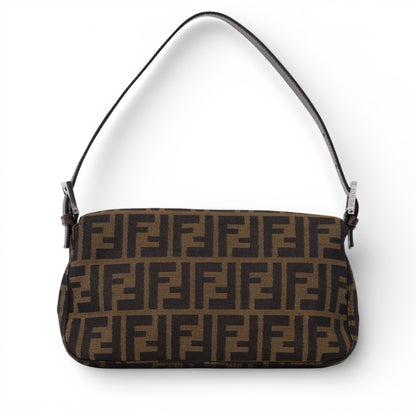 Fendi Zucca Baguette Brown Canvas Shoulder Bag