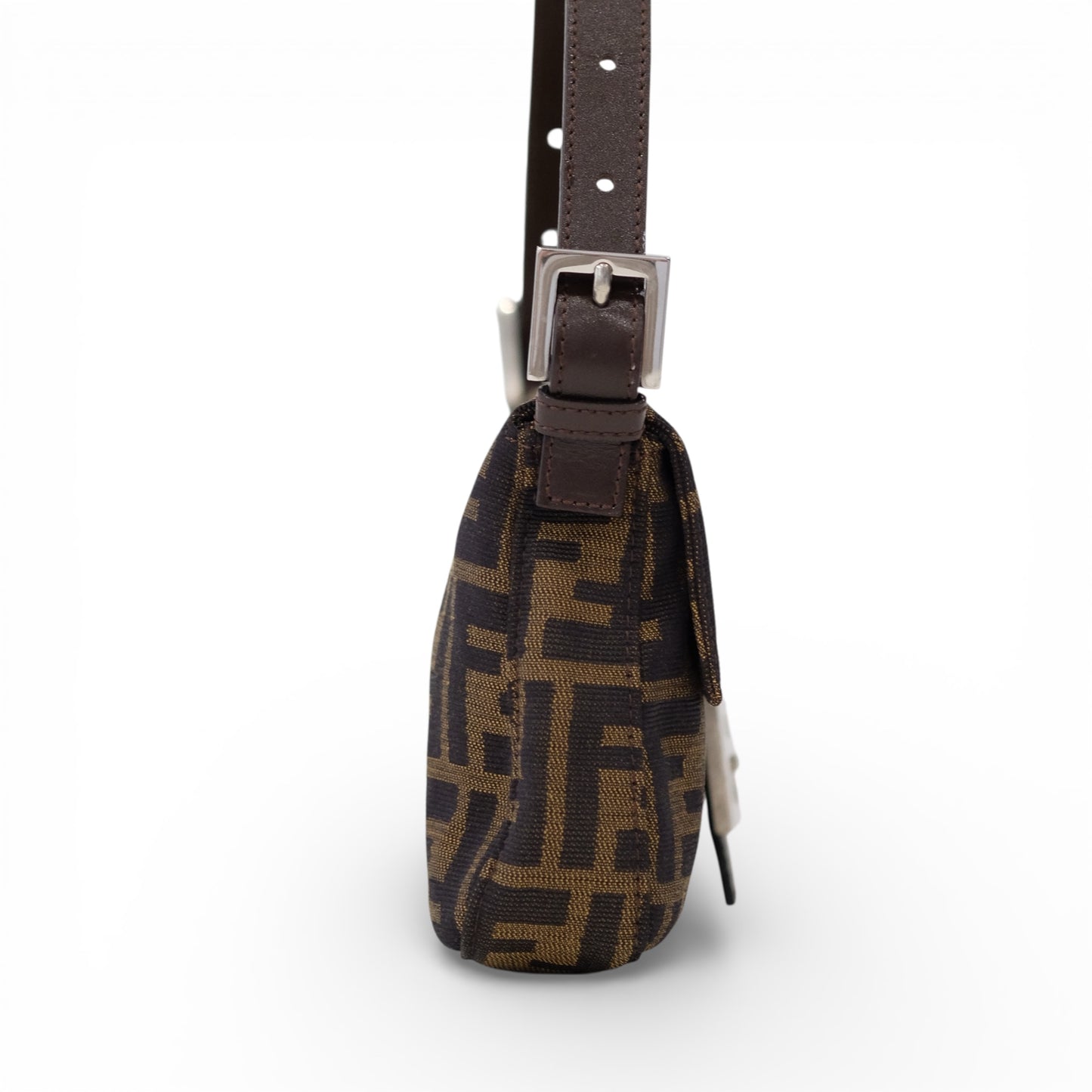 Fendi Zucca Baguette Brown Canvas Shoulder Bag