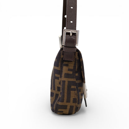 Fendi Zucca Baguette Brown Canvas Shoulder Bag