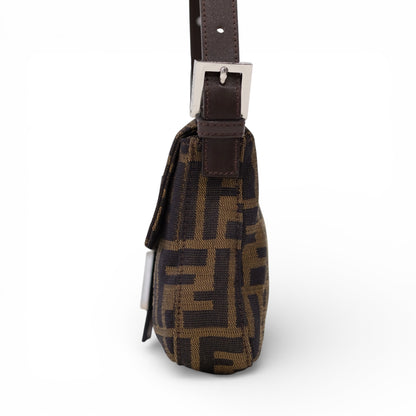 Fendi Zucca Baguette Brown Canvas Shoulder Bag