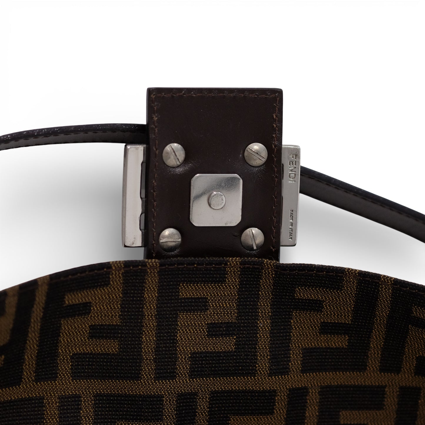 Fendi Zucca Baguette Brown Canvas Shoulder Bag