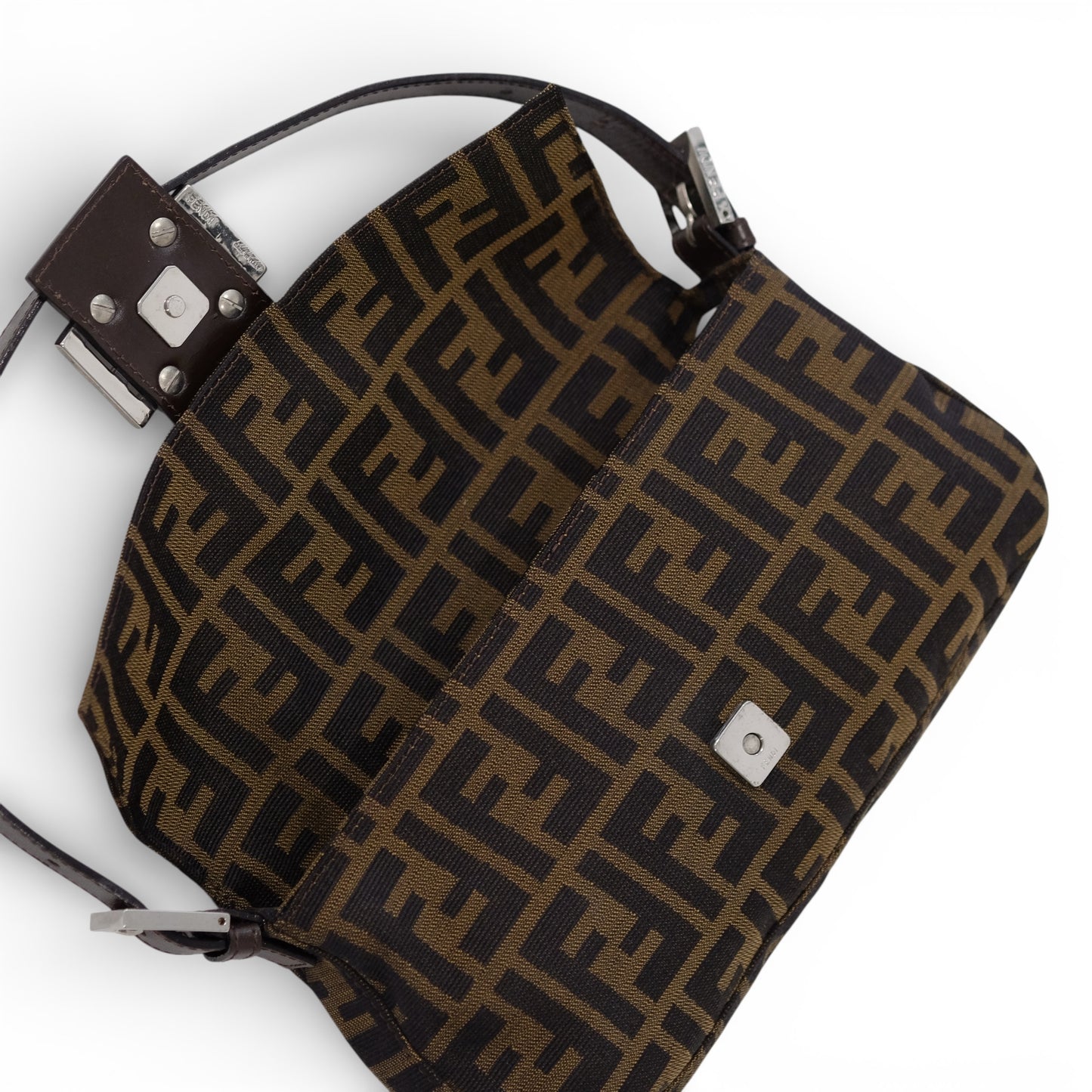 Fendi Zucca Baguette Brown Canvas Shoulder Bag