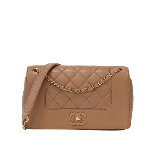 Chanel Mademoisell Small Beige Flap Bag