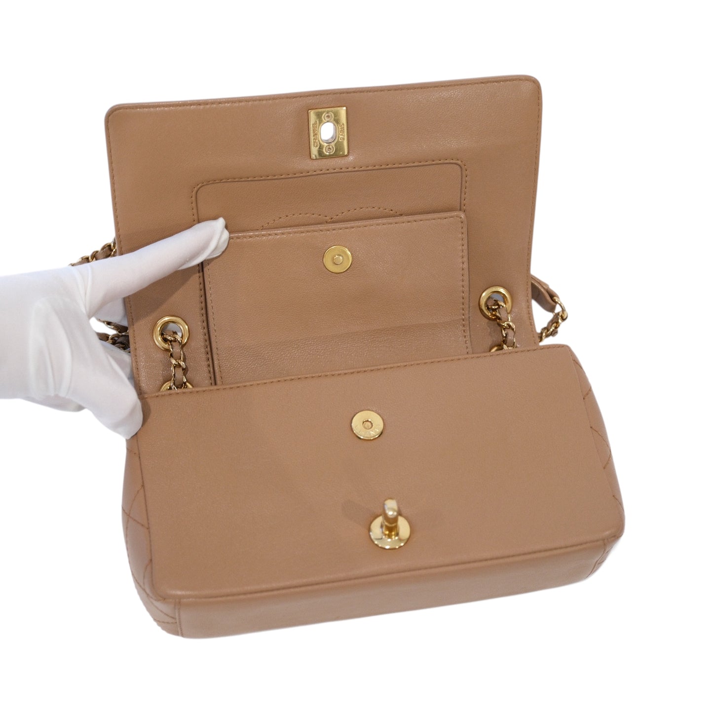 Chanel Mademoisell Small Beige Flap Bag