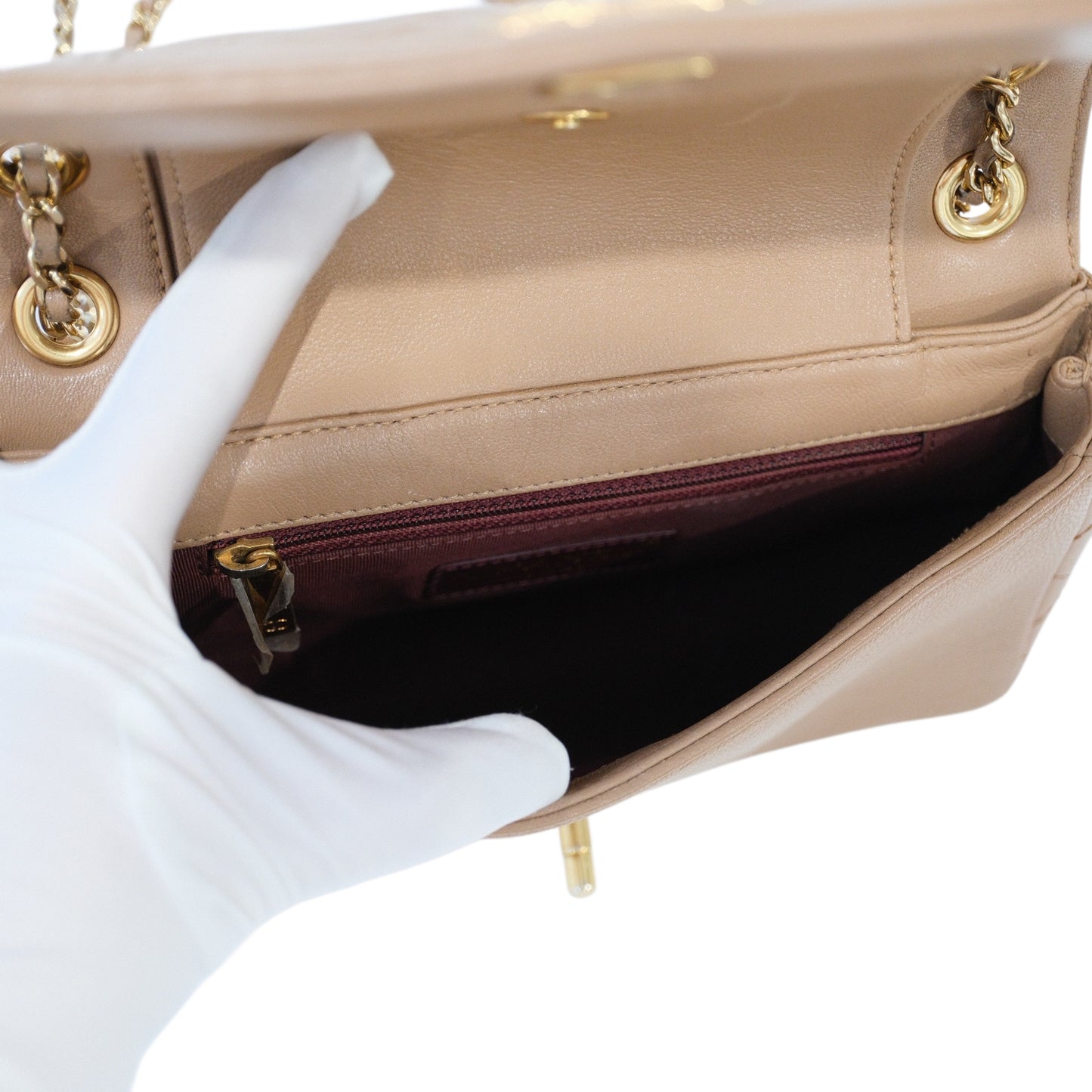 Chanel Mademoisell Small Beige Flap Bag