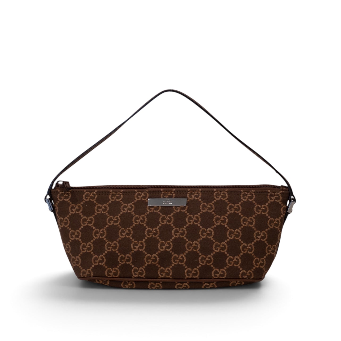Gucci Monogram Brown Canvas Boat Pochette