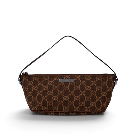 Gucci Monogram Brown Canvas Boat Pochette
