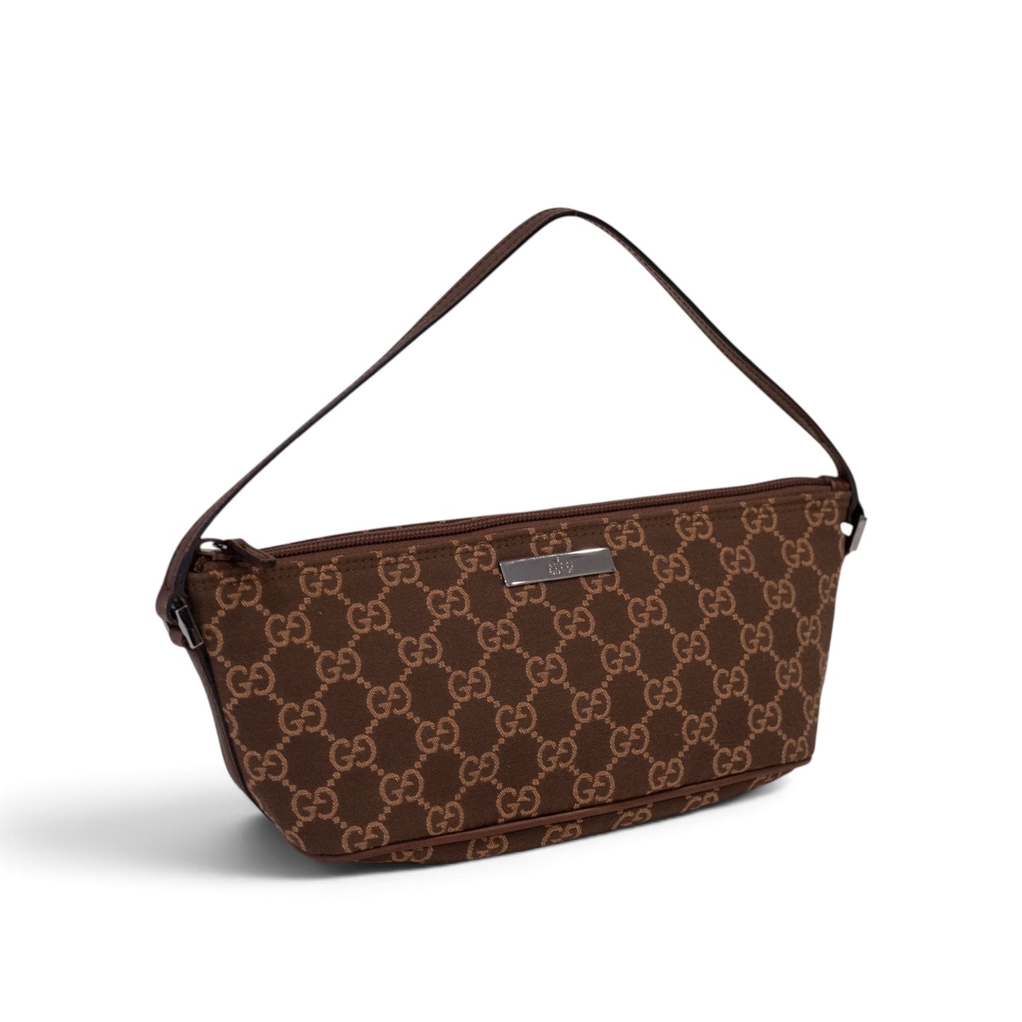 Gucci Monogram Brown Canvas Boat Pochette