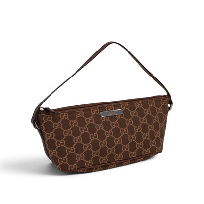 Gucci Monogram Brown Canvas Boat Pochette