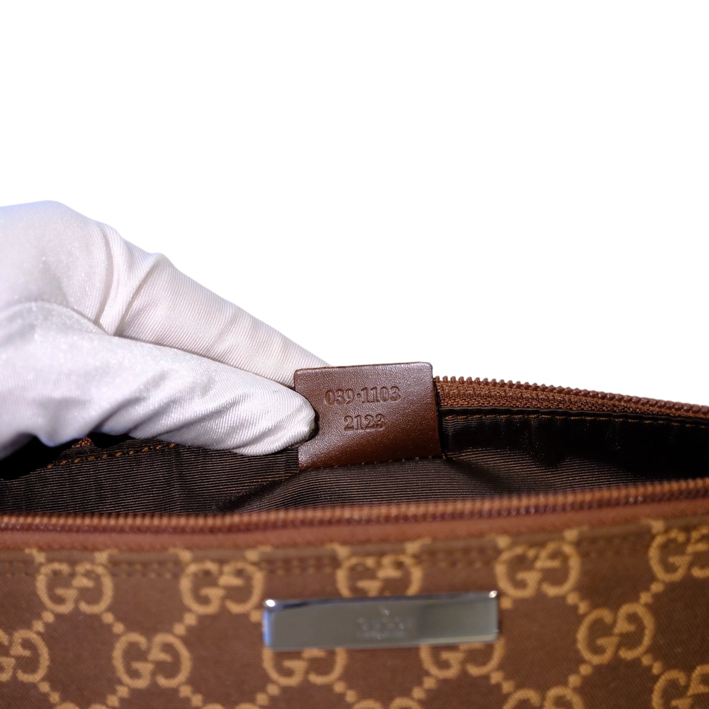 Gucci Monogram Brown Canvas Boat Pochette