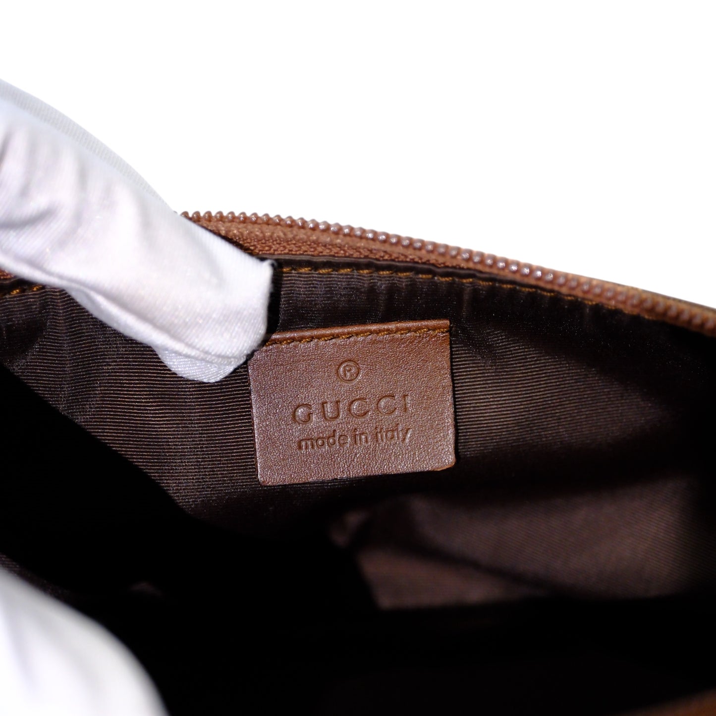 Gucci Monogram Brown Canvas Boat Pochette