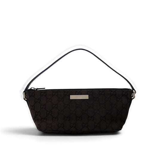 Gucci Monogram Black Canvas Boat Pochette
