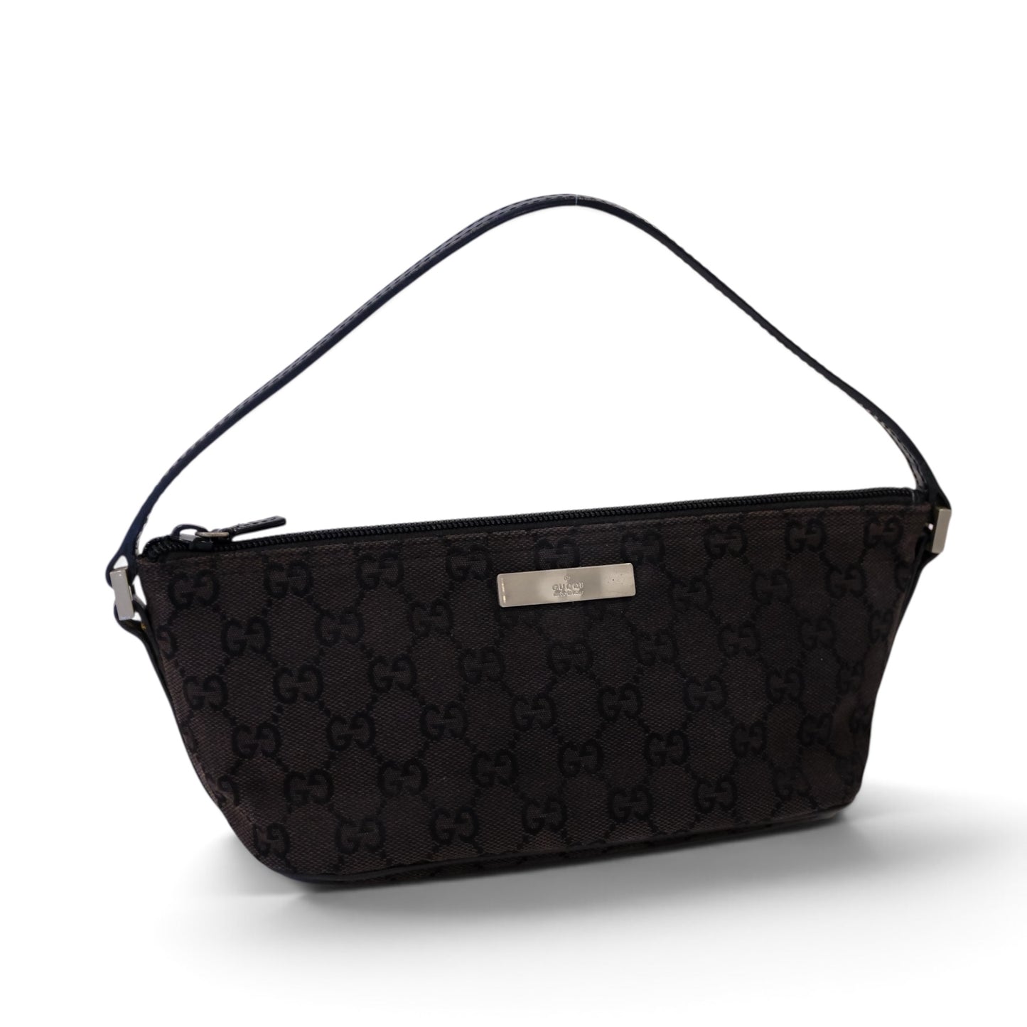 Gucci Monogram Black Canvas Boat Pochette