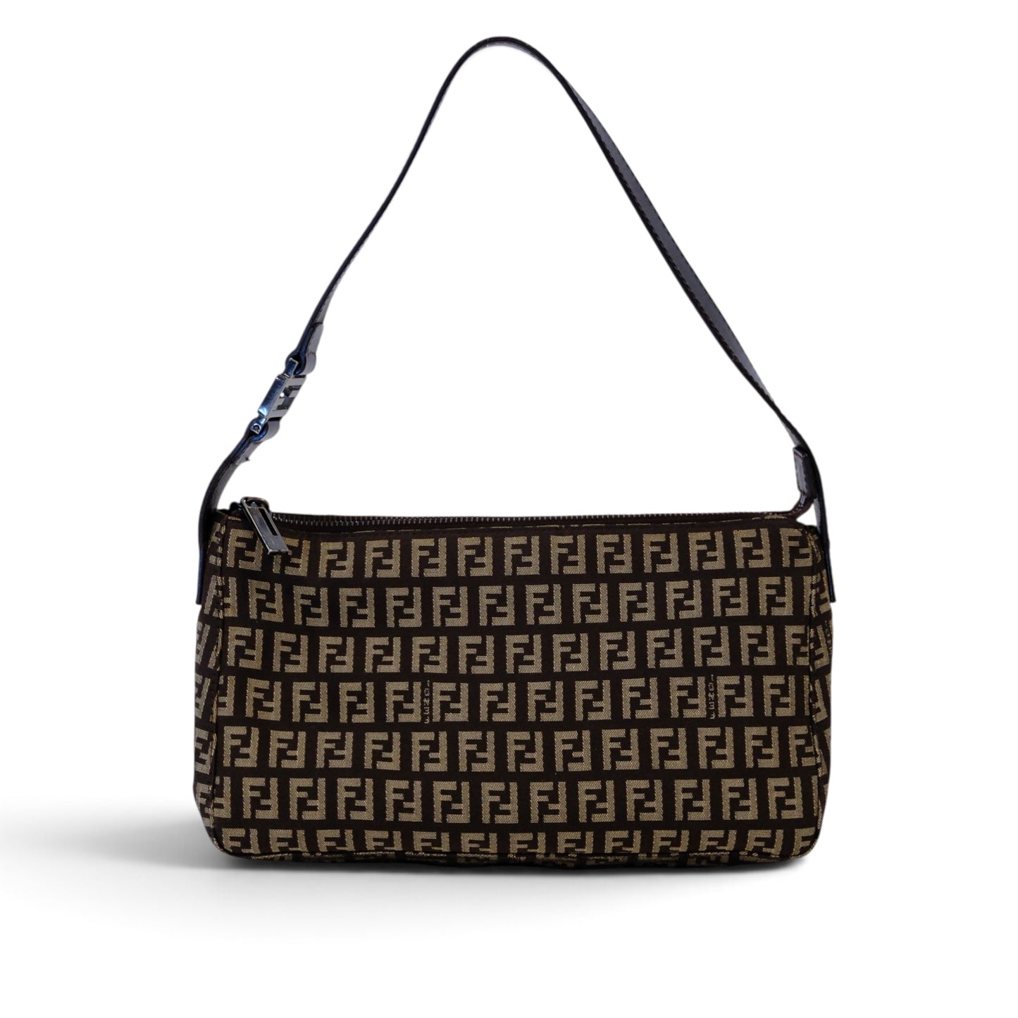 Fendi Brown Zucchino Canvas Pouchette Shoulder Bag
