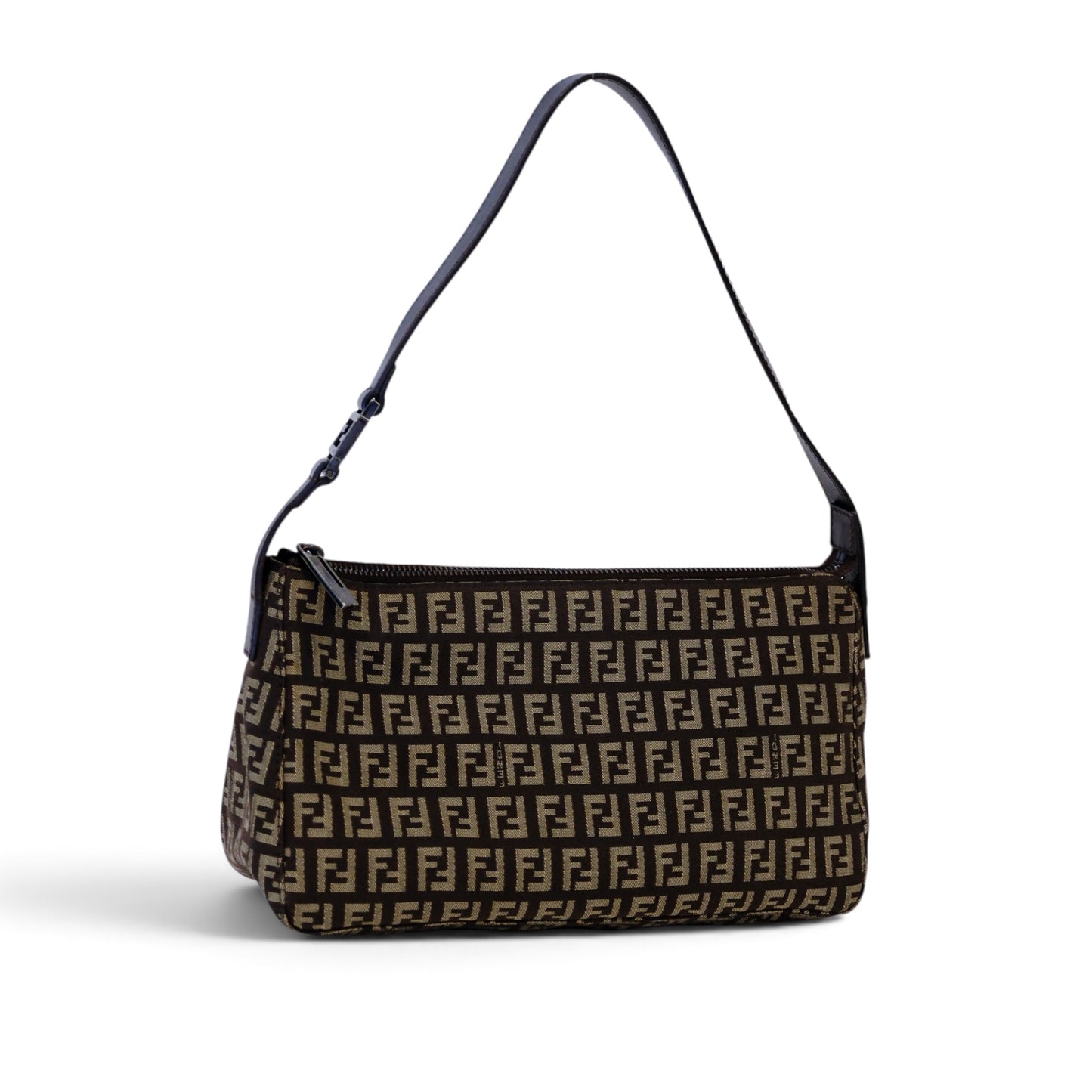 Fendi Brown Zucchino Canvas Pouchette Shoulder Bag