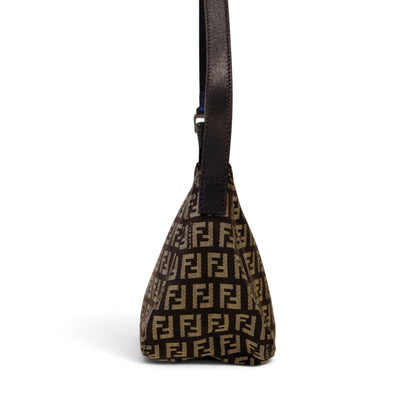 Fendi Brown Zucchino Canvas Pouchette Shoulder Bag