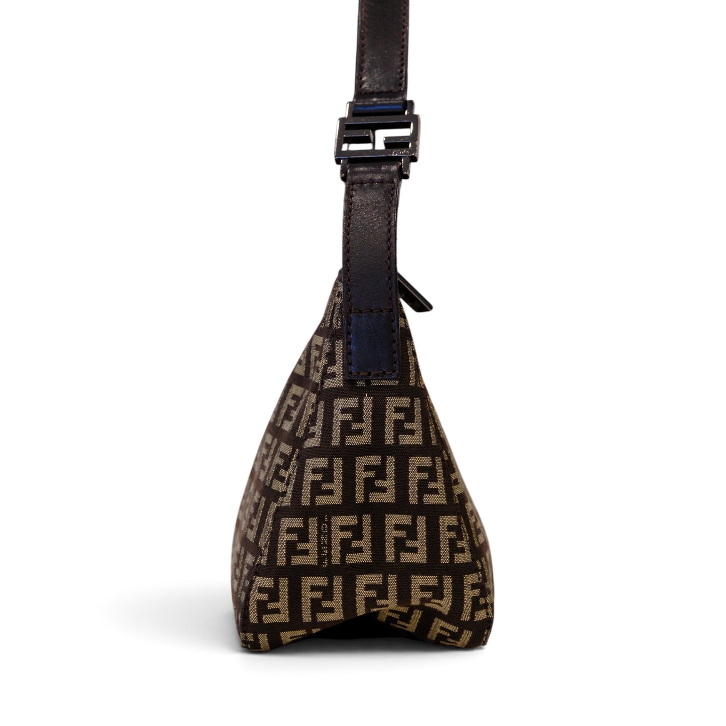 Fendi Brown Zucchino Canvas Pouchette Shoulder Bag