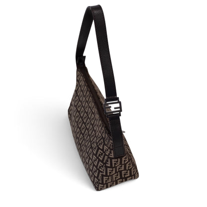 Fendi Brown Zucchino Canvas Pouchette Shoulder Bag