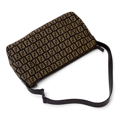 Fendi Brown Zucchino Canvas Pouchette Shoulder Bag