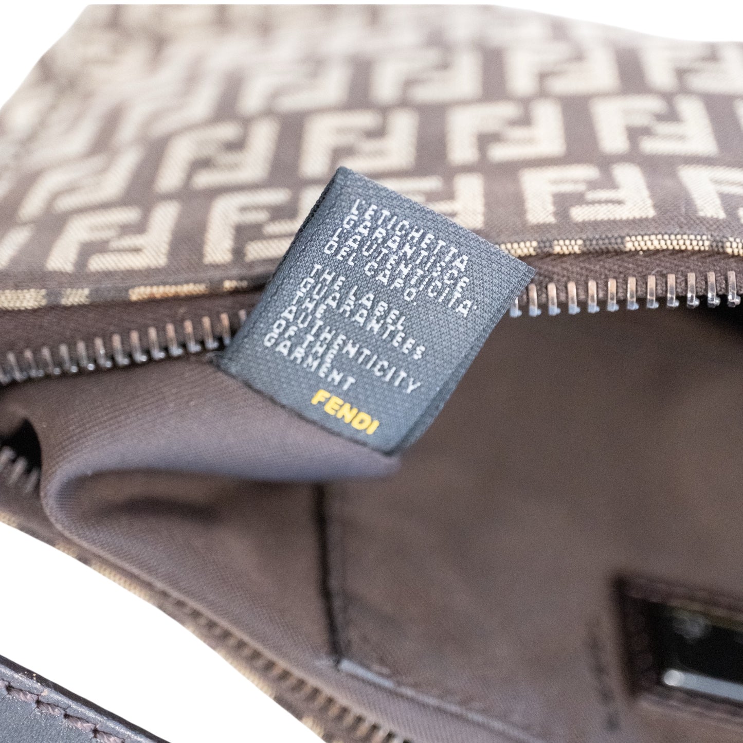 Fendi Brown Zucchino Canvas Pouchette Shoulder Bag