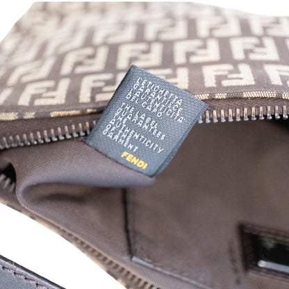 Fendi Brown Zucchino Canvas Pouchette Shoulder Bag