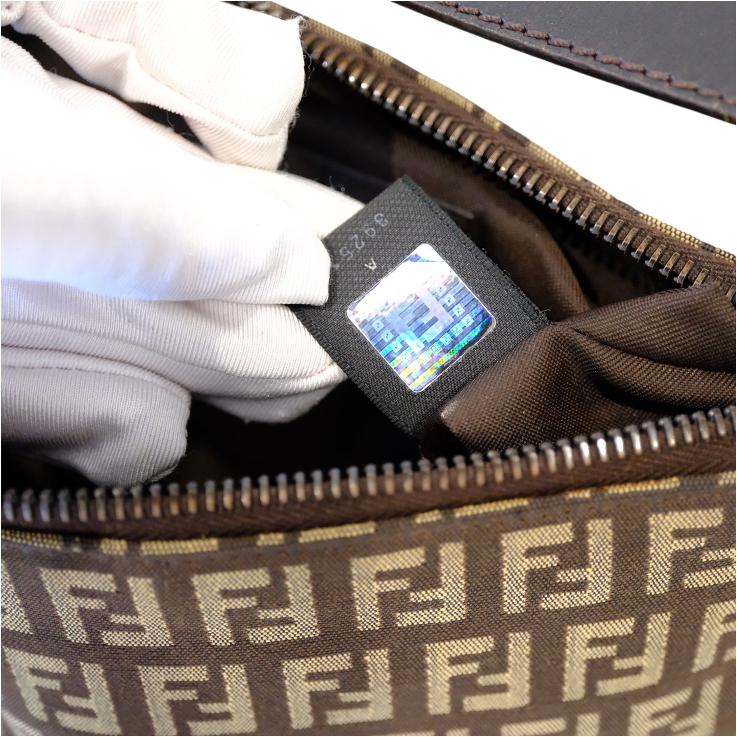 Fendi Brown Zucchino Canvas Pouchette Shoulder Bag