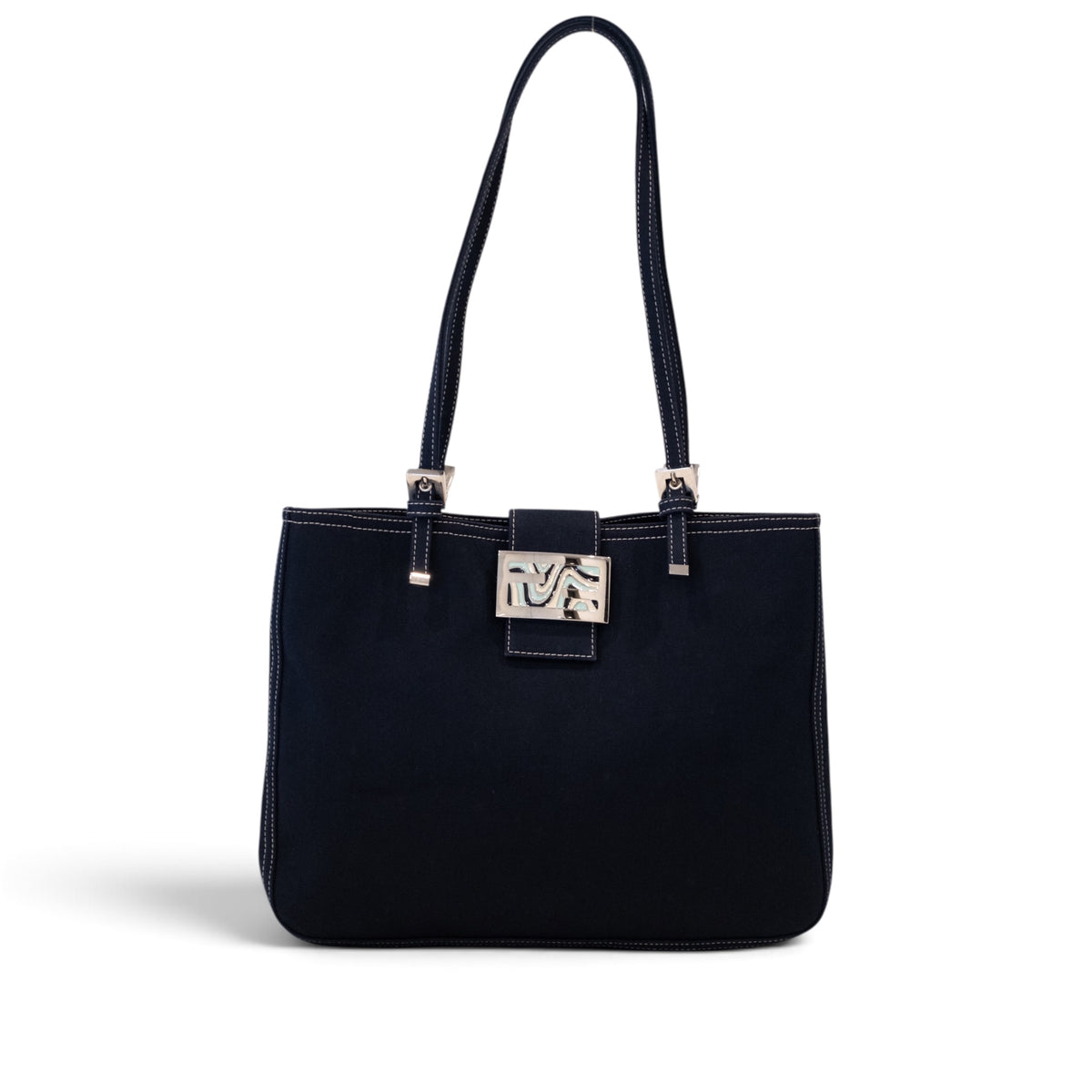 Fendi Navy Canvas Tote Bag