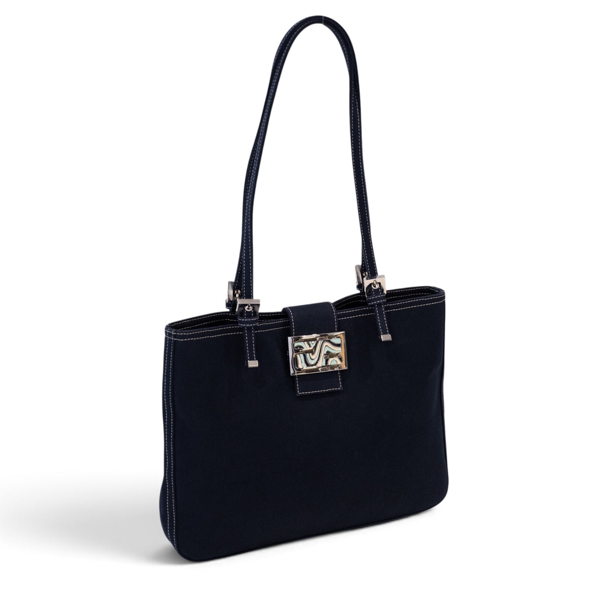 Fendi Navy Canvas Tote Bag