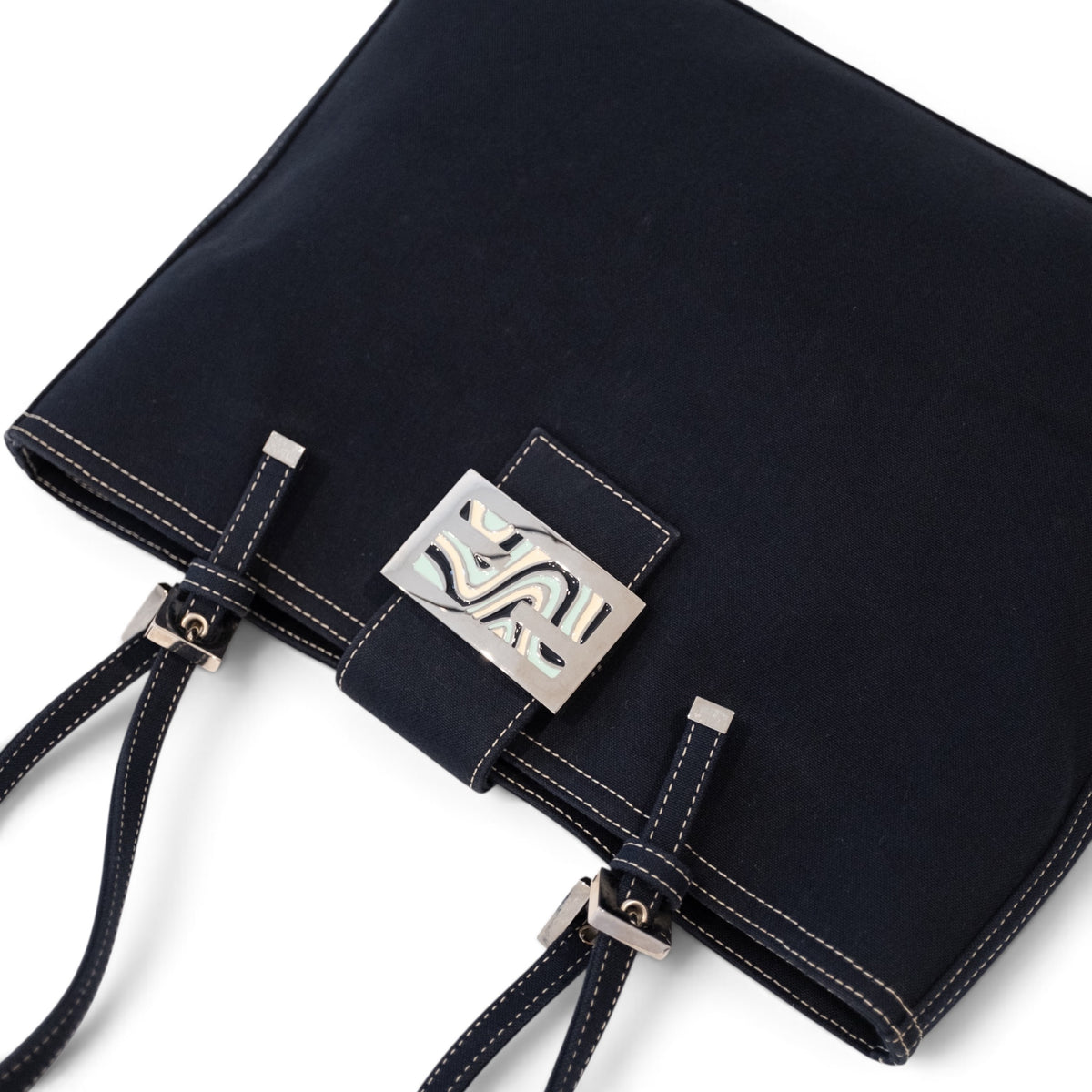 Fendi Navy Canvas Tote Bag
