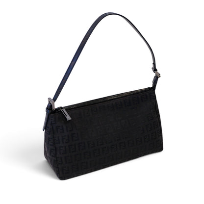 Fendi Black Baguette Cloth Shoulder Bag