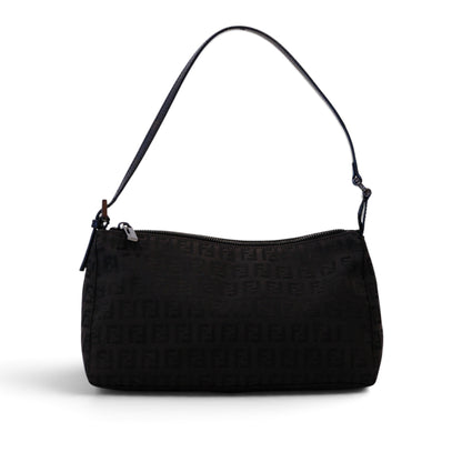 Fendi Black Baguette Cloth Shoulder Bag